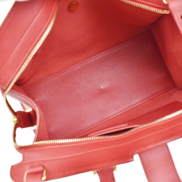 SAINT LAURENT YSL Logo Cabas 2 Way Hand Bag Leather Red GHW Italy 29KB315 - Picture 9 of 16